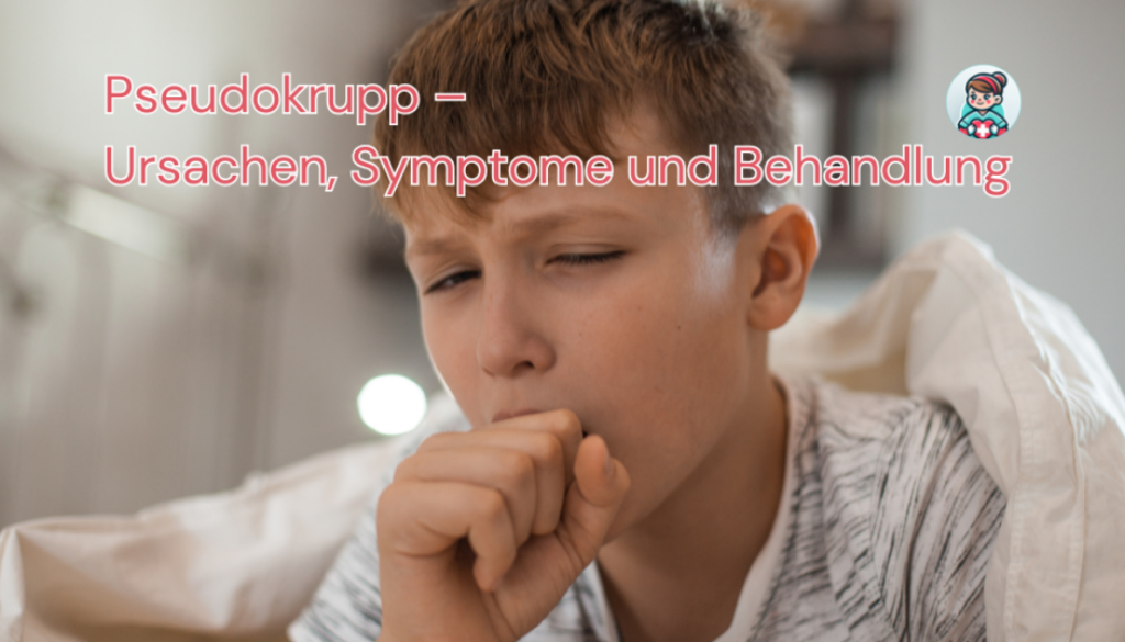 Ein kleiner Junge, welcher im Bett liegt und sich die Hand vor den Mund hält, weil er husten muss.